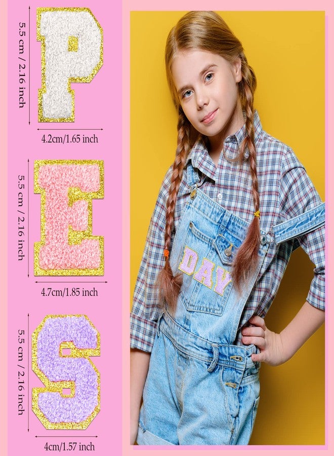 جوتوم مجموعة جوتوم من 104 قطعة من رقع حروف الشنيل ذاتية اللصق، رقع حروف الشنيل اللاصقة والمطرزة للملابس والسترات وحقائب الظهر والقبعات (كلاسيكي، أسود، أبيض، بنفسجي، وردي) - Image 4